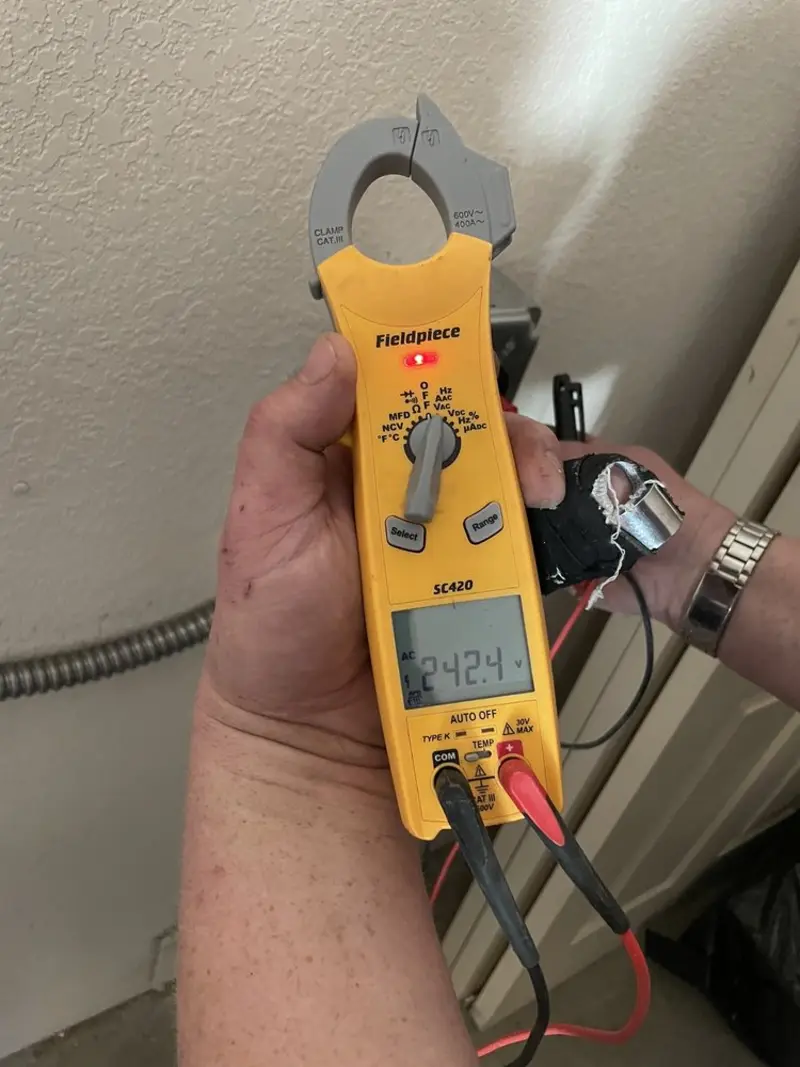 Voltage testing with clamp meter during Aluminum Wiring Replacement in Colts Neck